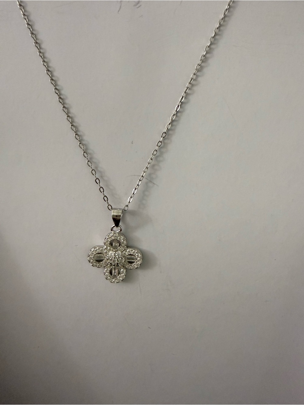 925 Sterling Silver Floral CZ Pendant Necklace - Classic Shine